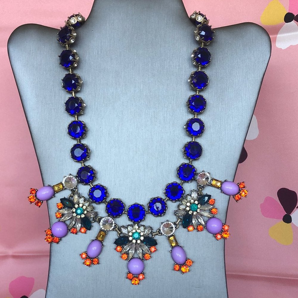 J. Crew Vintage, Bedazzled, Multi-Color Rhinestone Statement Necklace